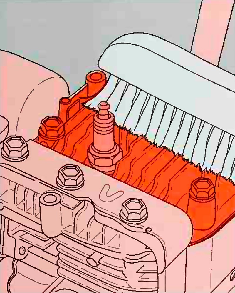 Очистка ребер охлаждения двигателя культиватора