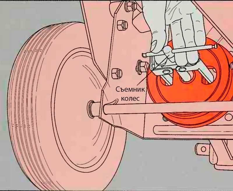 Чтобы снять ведомый шкив, используйте специальный съемник колес